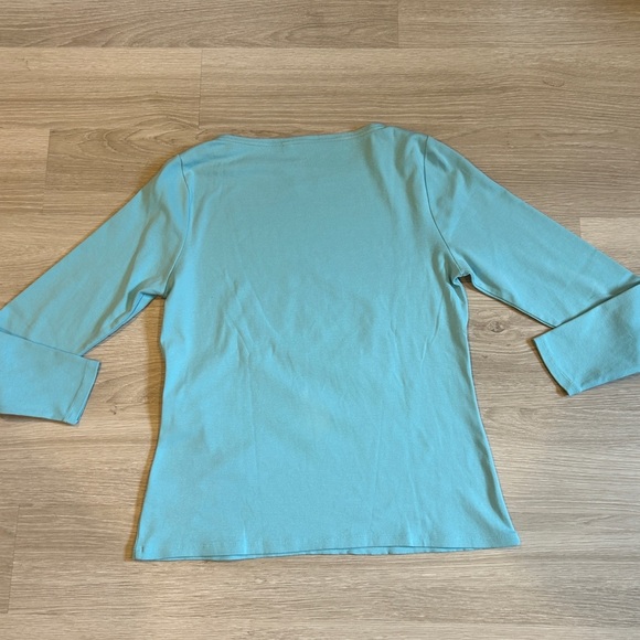 Boden Light Blue Absolutely Essential Boatneck long Sleeve Cotton Tee - Large - Picture 4 of 7